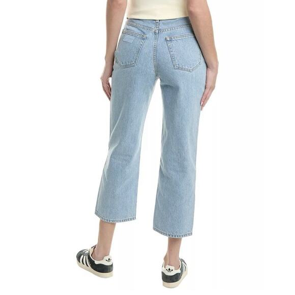NWT GANNI Misy Cropped Relaxed Straight High Rise Jeans Size 28 Light Blue Stone - Picture 2 of 13